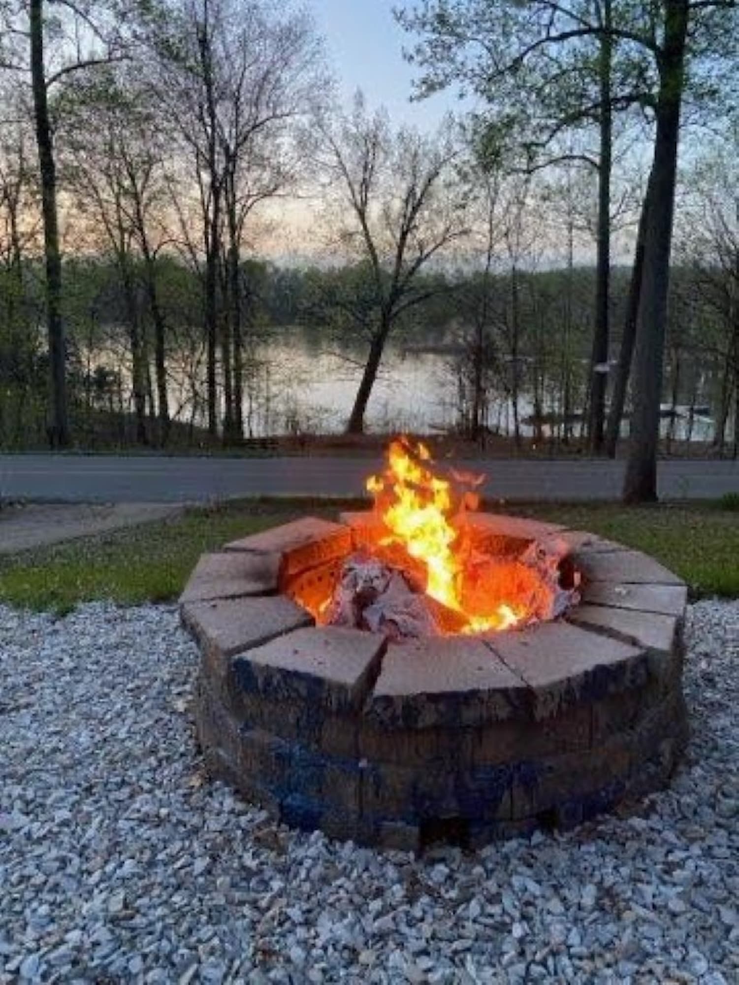 Fire pit at dusk